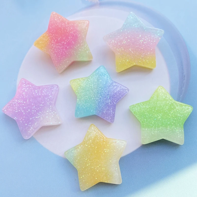 10 шт. Симпатичные Смешанные Сияющие Звезды плоская задняя сторона Скрапбукинг DIY Декор домашняя фигурка ремесла Декоративные аксессуары H110