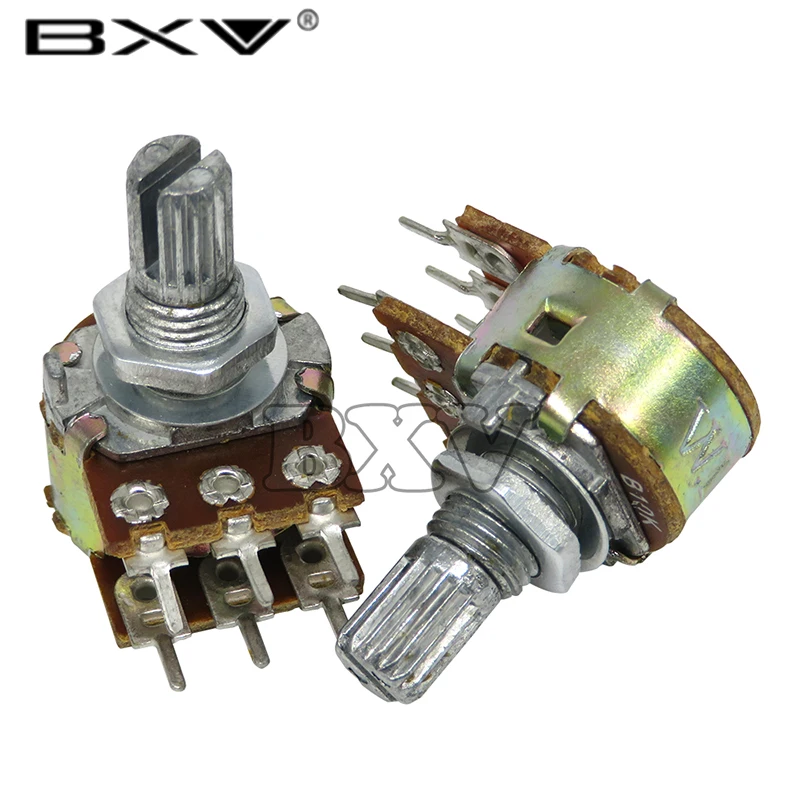 5PCS WH148 B1K B2K B5K B10K B20K B50K B100K 3PIN 6PIN 15mm Shaft Amplifier Dual Stereo Potentiometer 1K 2K 5K 10K 50K 100K 500K