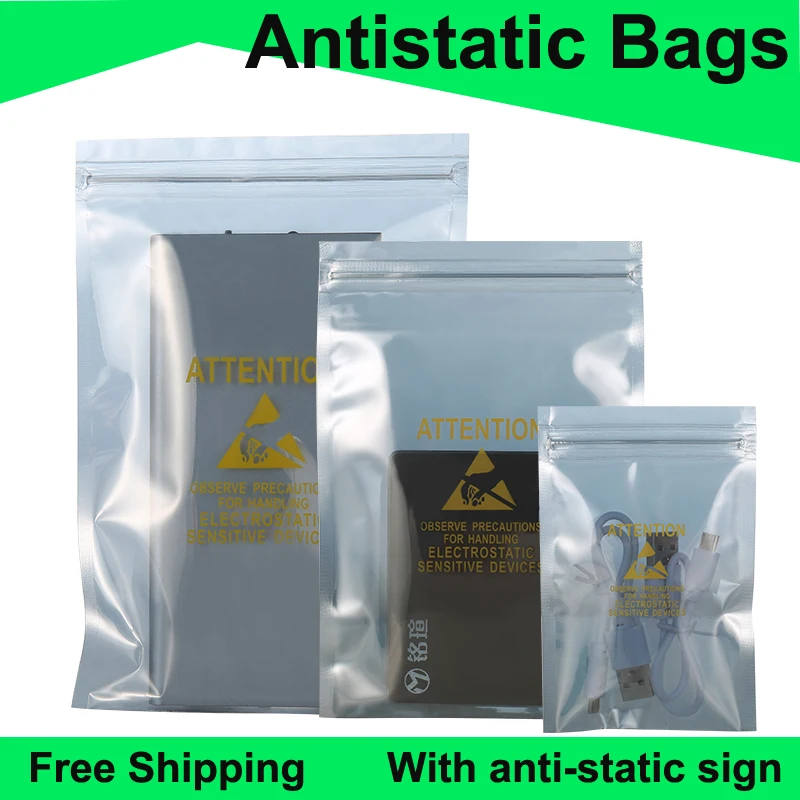 Antistatic Shielding Zip Lock Bag with Printed ESD Anti-Static Shielding Antistatic Packaging Ziplock Bag for Electronics