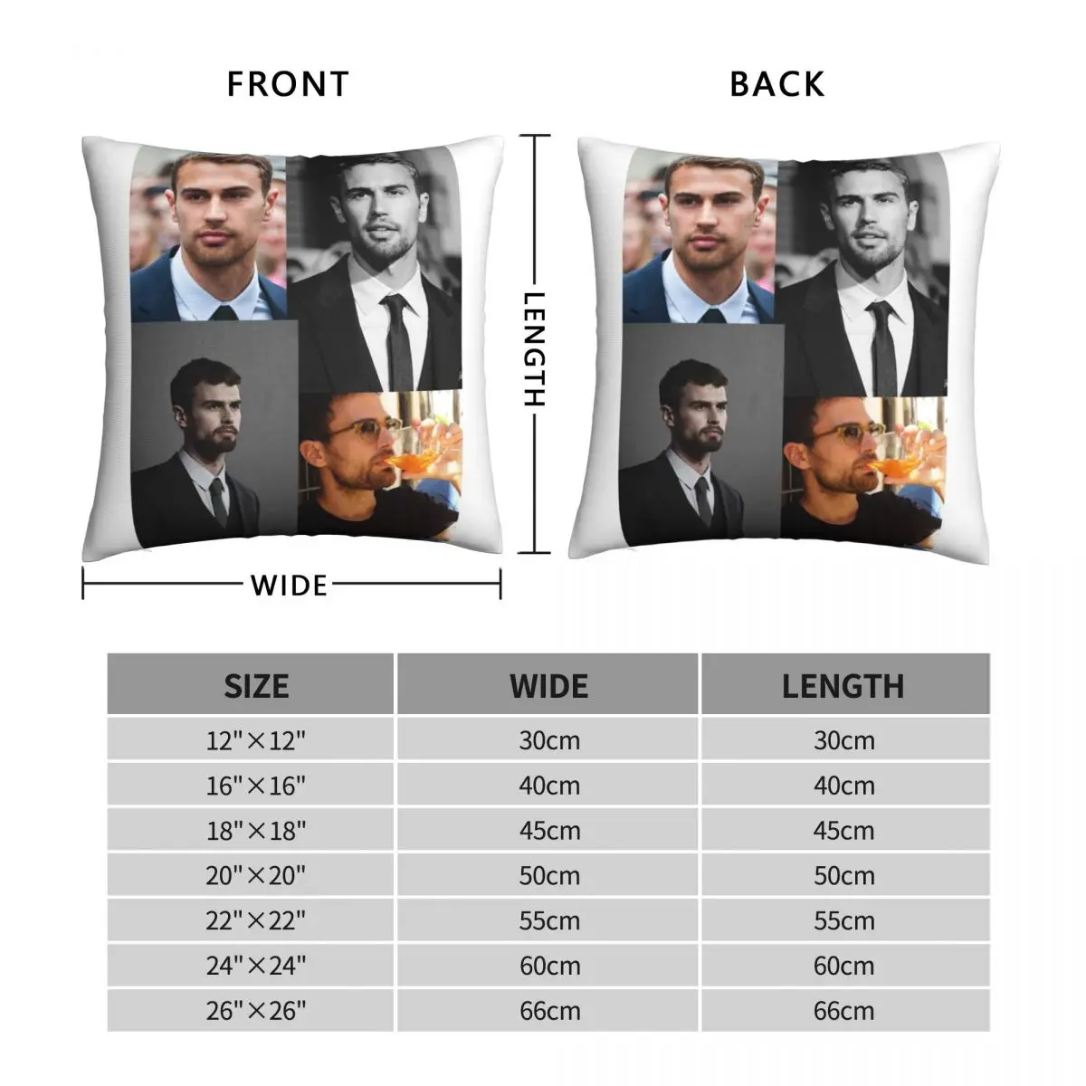 Theo James Square Pillowcase Polyester Linen Velvet Printed Zip Decor Throw Pillow Case Car Cushion Cover