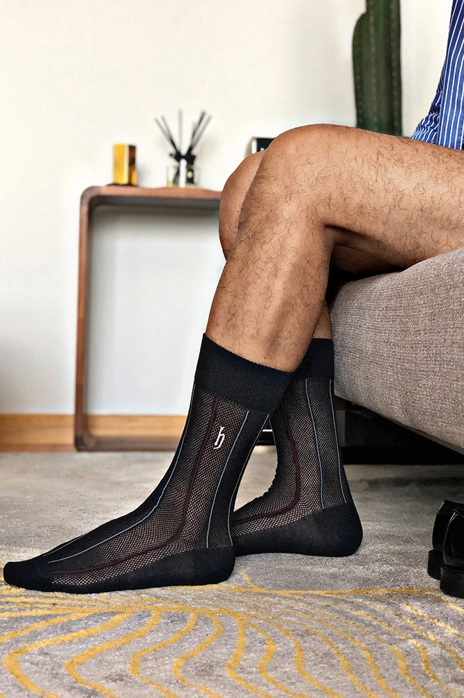 Tube Socks Business Gentleman Dress Men\'s Cotton Socks Comfortable Ultra-thin Mesh Breathable Cotton Yarn Tube Men\'s Socks