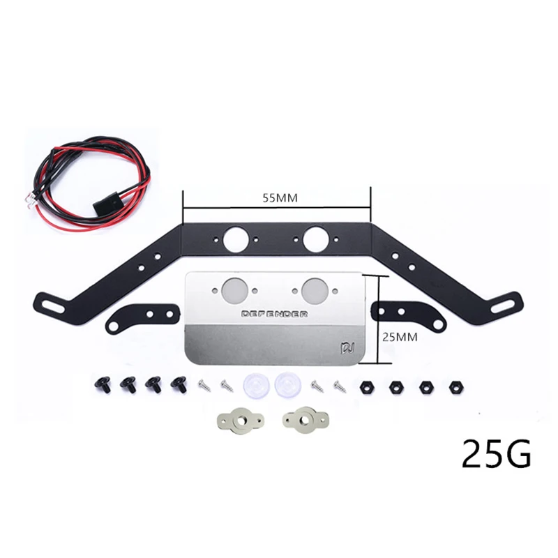 Front Chassis Armor Guard Bottom Protector Plate with Light for MN D90 MN99S 1/12 RC Car Modified Parts