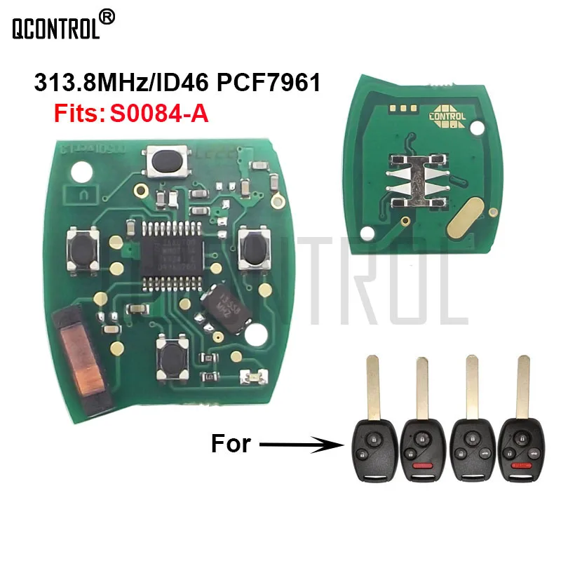 QCONTROL Car Remote Key Circuit Board for Honda S0084-A Accord CIVIC STREAM 313MHz / 313.8MHz