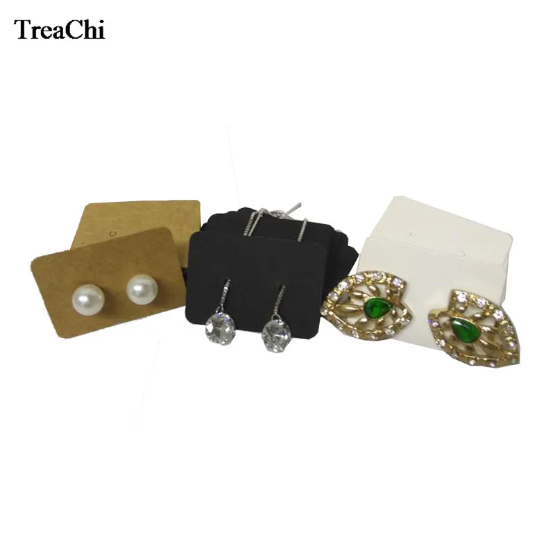 

100Pcs Kraft Earring Card Stud Jewelry Display Card DIY Favor Gift Packing Hang Tag Price Label White Black Brown