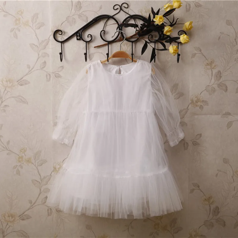 Flower Girl Lace White Dresses for Children Princess Wedding Dress Kids Pink Tulle Gowns Girls Boutique Party Wear Elegant Frock