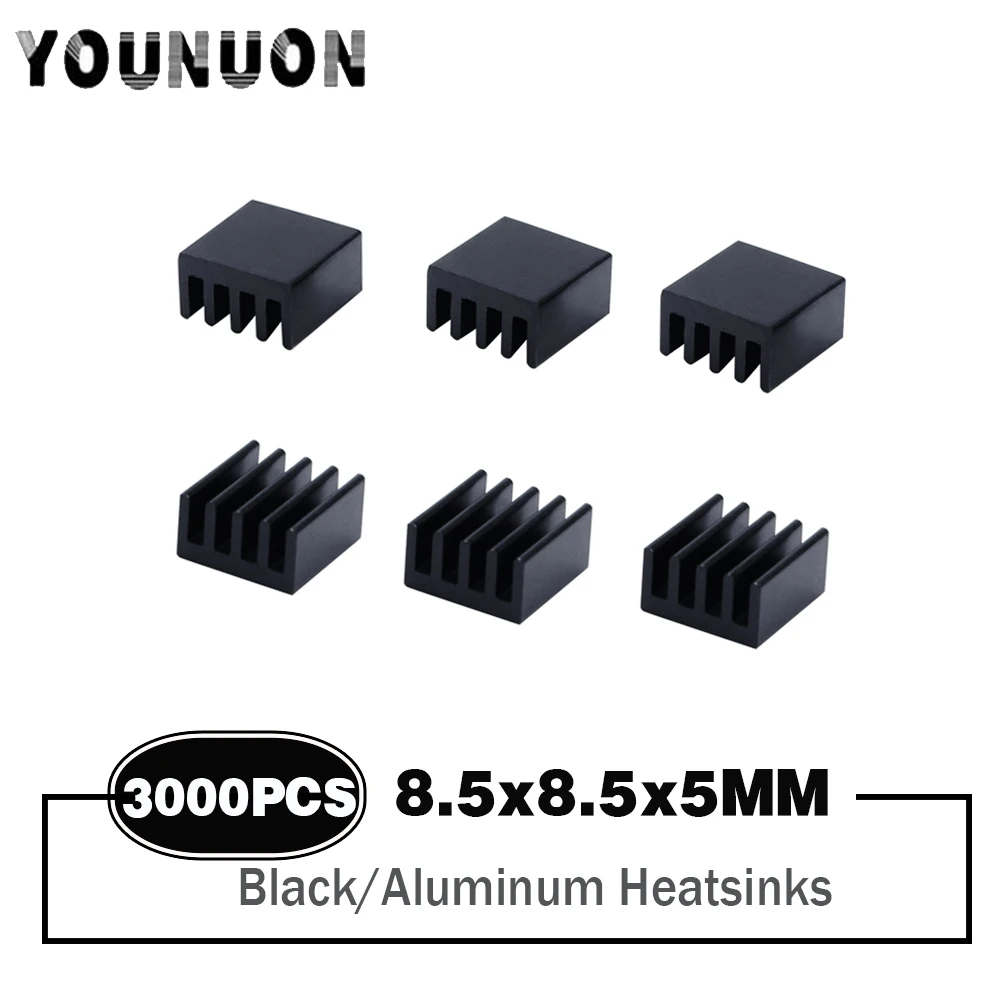 3000PCS 9x9x5mm Aluminum Heatsink Routing IC CPU Electronic Heatsink Chip MOS Memory Motherboard Heatsink 9x9x5mm Black