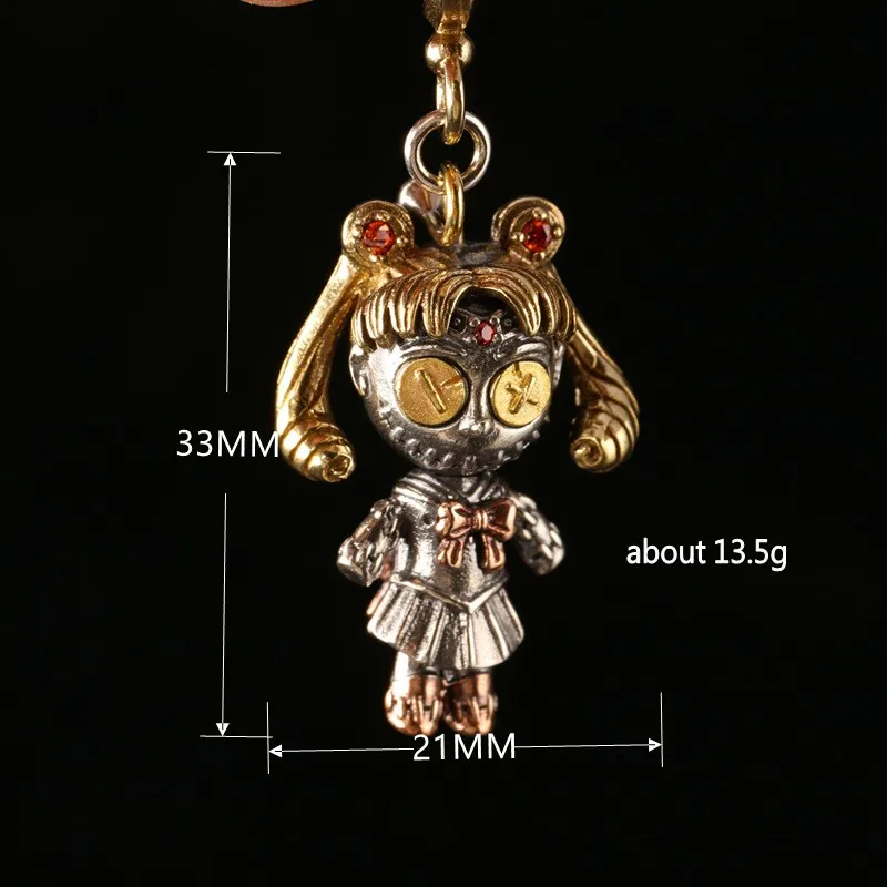 BOCAI Real Solid 100% S925 Silver Trendy Fashion Ccreativity Cute Cartoon Pretty Dolls Men and Women Pendants