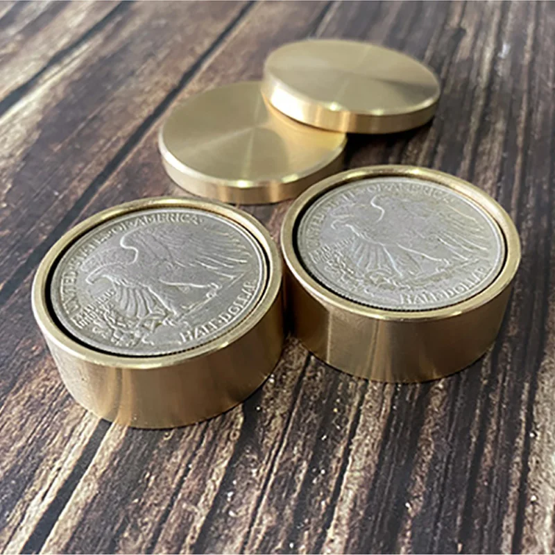 Brass Okito & Boston Box Set Magic Trick Half Dollar Size Coin Appear Vanish Magia Close Up Illusions Gimmicks Magician Props