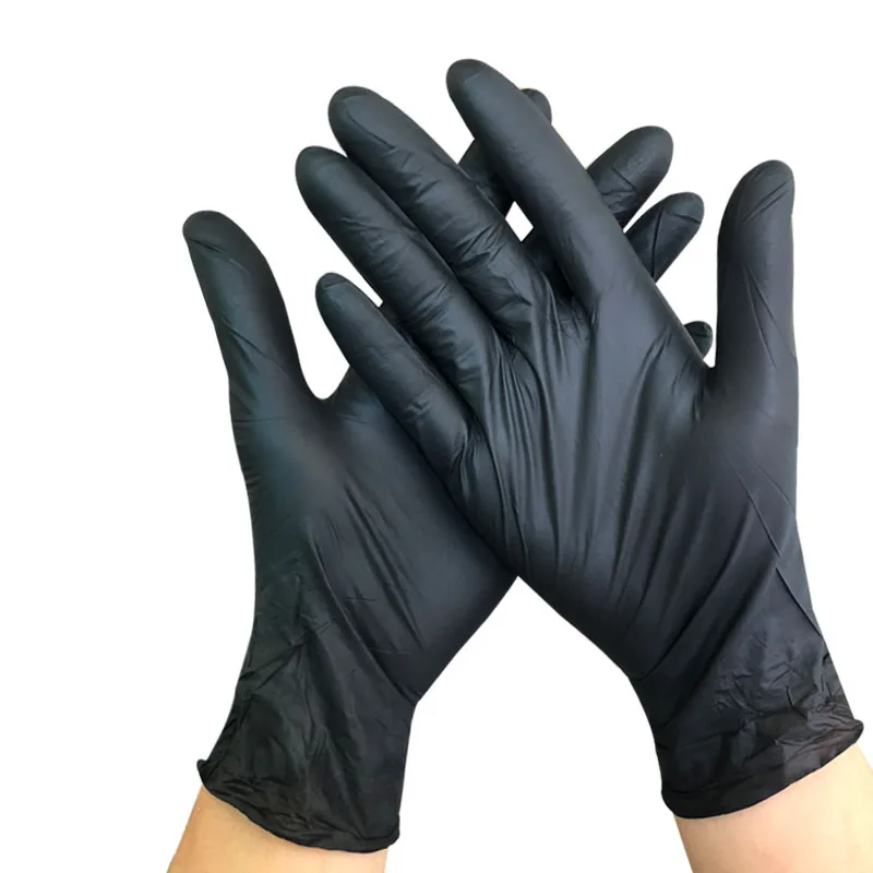 50 Pairs/100 Pieces Black Unisex Disposable Nitrile Gloves Cleaning Finger Gloves Work Protective Glove