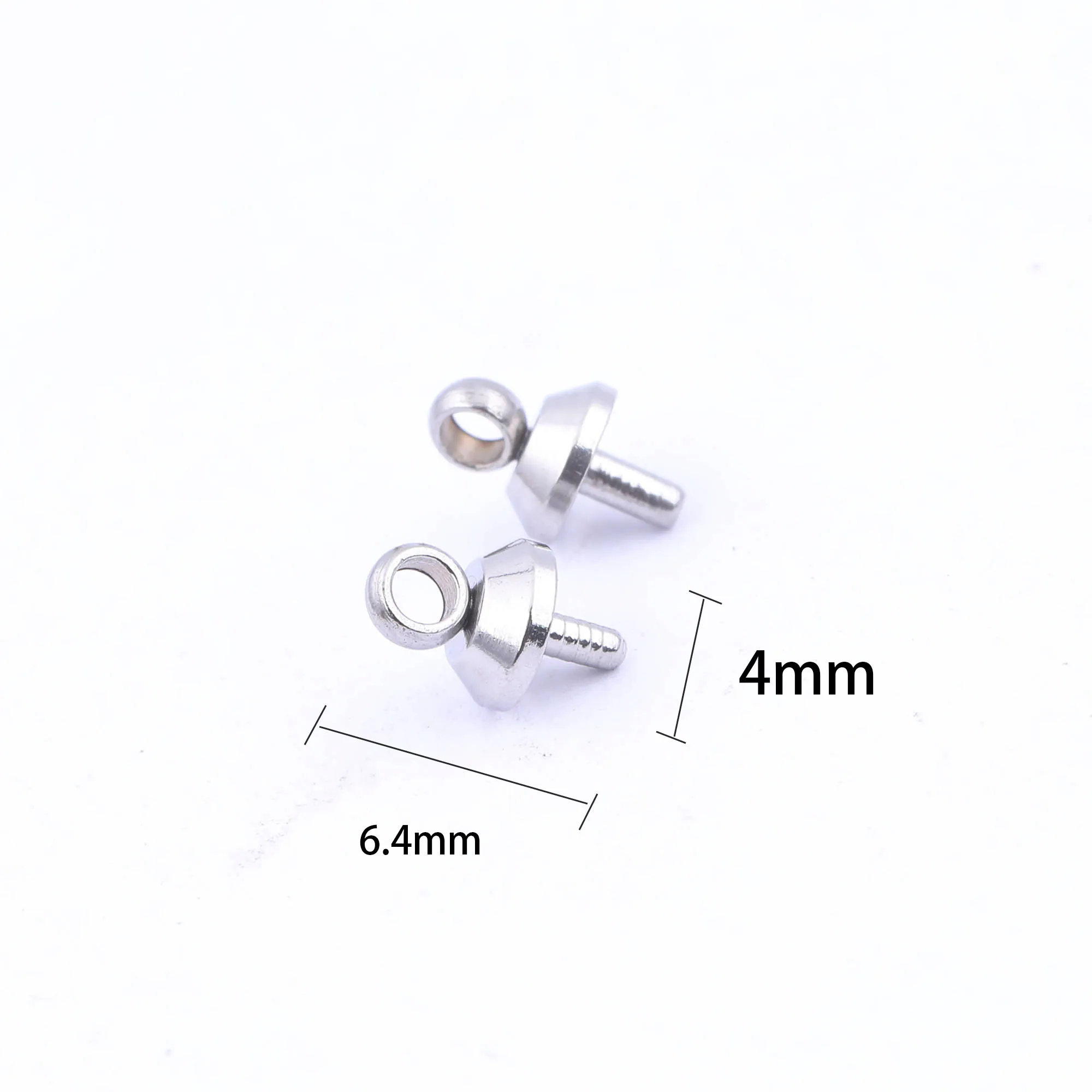 50pcs Stainless Steel Pendant Connector Bails 4mm Screw Eye Bead Cap Diy Charm Necklace Making Accessories