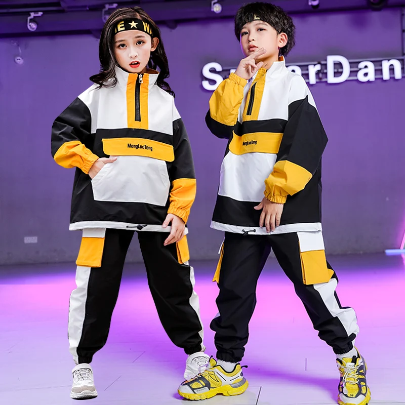 

Rave Outfit Hip Hop Dance Costume Long Sleeve Kids Clothes Casual Pants Performance Costume Purple Jazz Dancing Wear JL2503