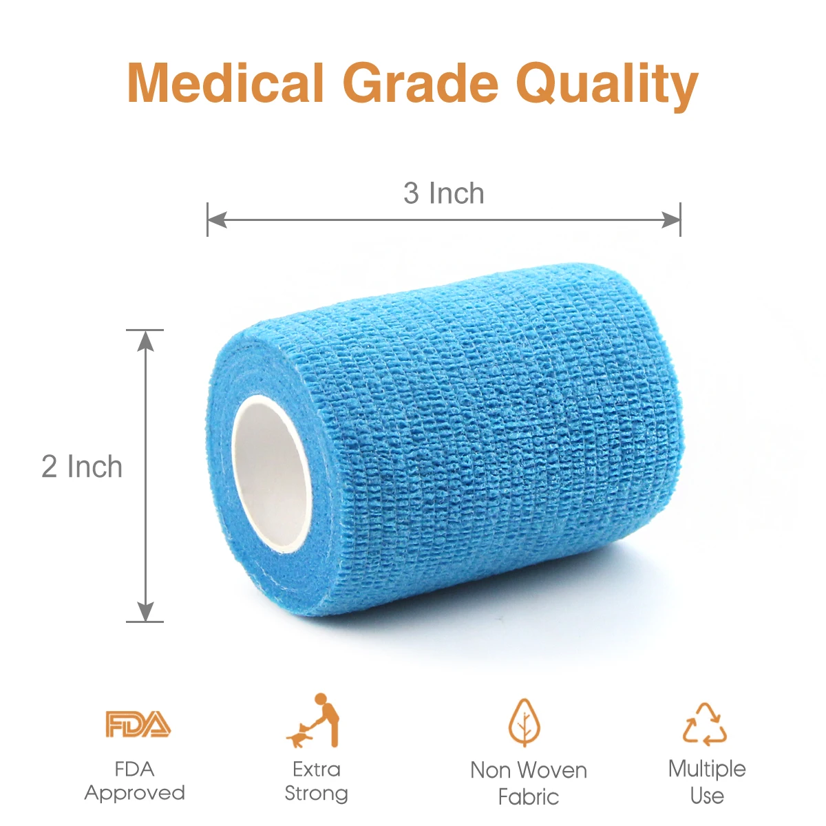 10 Rolls 7.5cm Self Adhesive Tape Non-woven Vet Wrap Sports Tape Breathable for Dog Cat Horse Pet Animals