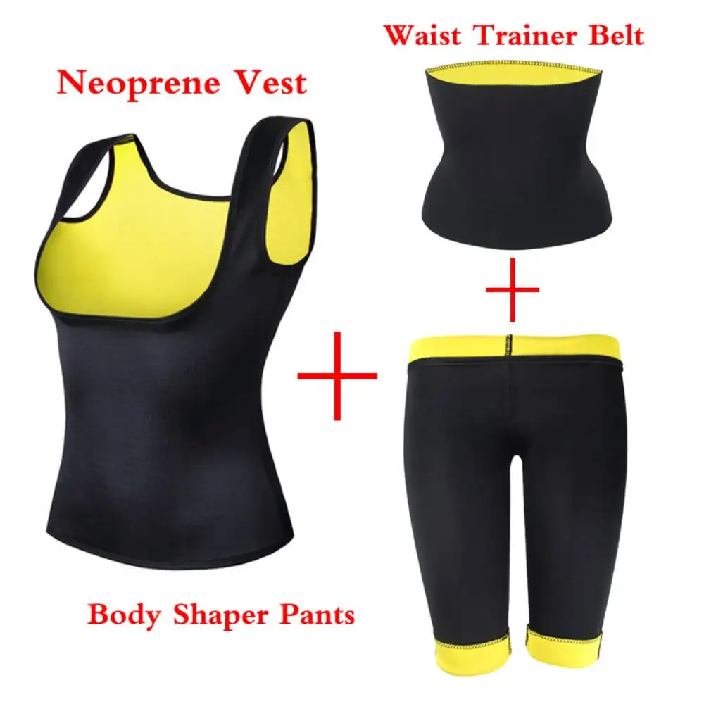 Women Body Shaper Set Waist Trainer Vest Pants Slimming Sauna Sweat Shapewear for Fitness Workout Fat Burning Lose Weight