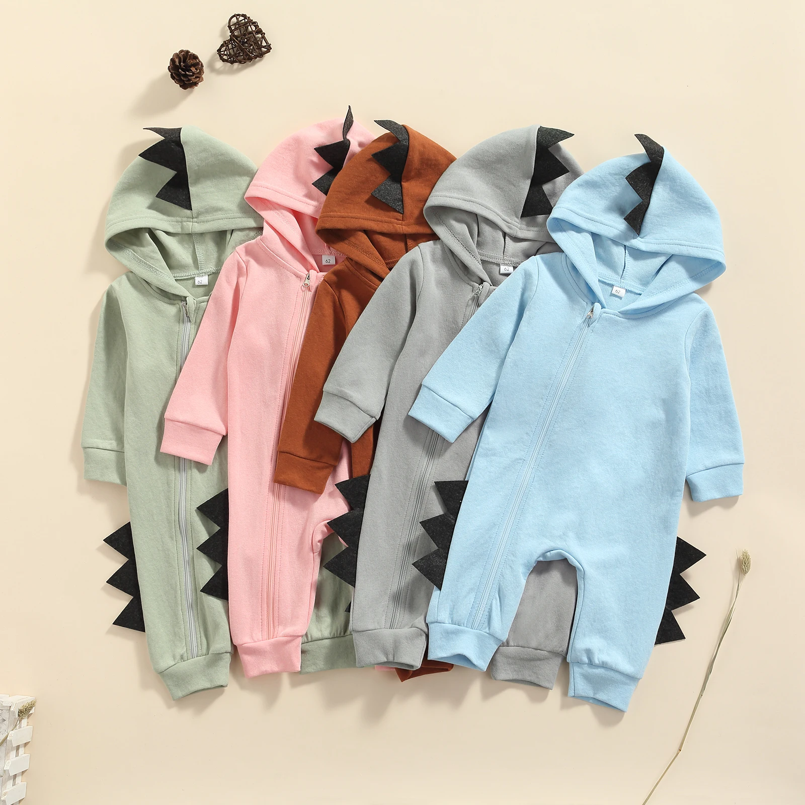 الوليد بيبي بوي فتاة للجنسين بذلة لطيف ديناصور مقنعين رومبير طويلة الأكمام البريدي متابعة الملابس لربيع الخريف 0-18days