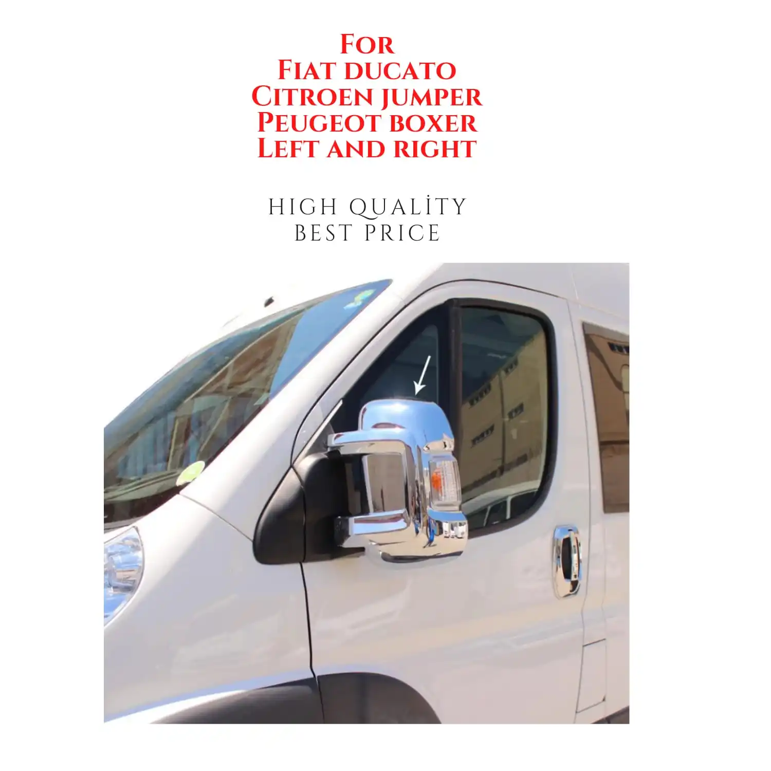 For Fiat Ducato ABS Chrome Plated Mirror Cover 2 Piece Set 2006 and After Chrome Molding Styling Modified Tunning Accessories