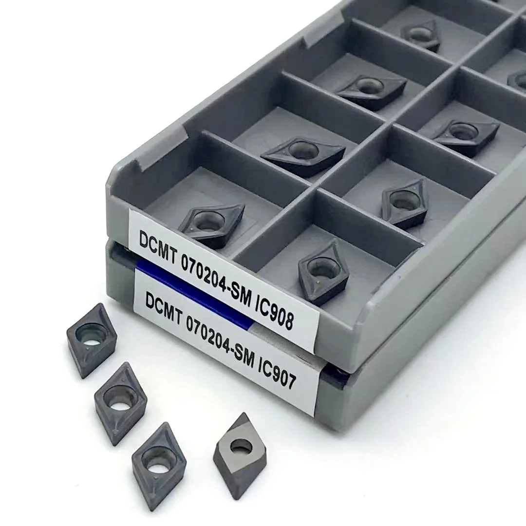 Dcmt070204 sm ic907 ic908 torneamento externo ferramenta de metal ferramenta de torneamento cnc inserção torno ferramenta carboneto dcmt 070204
