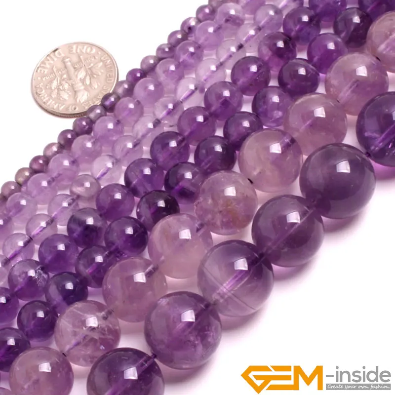 

Light Purple Amethysts Round Beads Natural Stone Loose Spacer Beads For Jewelry Making Strand 15 inch DIY Jewelry Accessorries