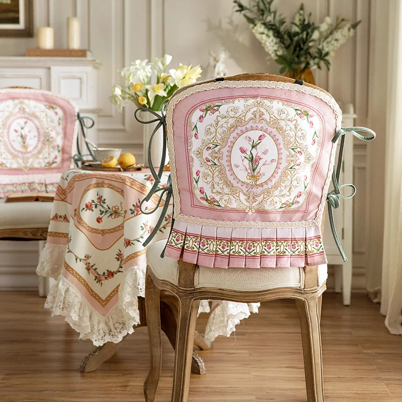 Pink Series American Chair Cover French Backrest Cushion  Light Luxury Wind Cushion Lace Chair Cover Autumn And Winter