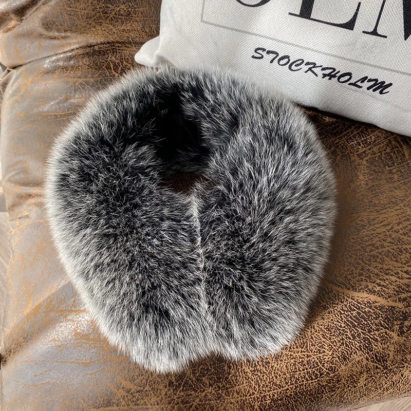 

Зимний шарф из натурального Лисьего меха, прямой воротник, Женский слюнявчик на шею, теплый слюнявчик, шарфы из натурального Лисьего меха, кольцо, глушитель с магнитной пряжкой