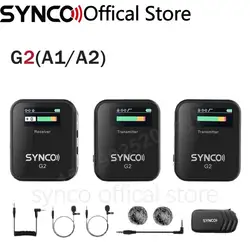 SYNCO G2 A2 Video Shooting Camera Audio Home Studio Lavalier Microphone for iPhone Android  Wireless Mic Professional Portable