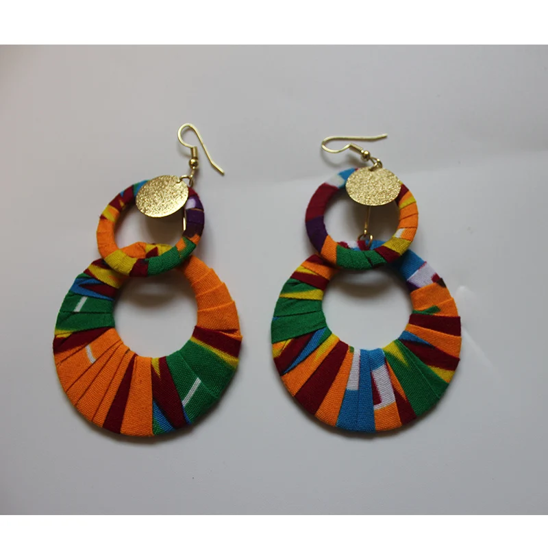 Trendy African Fabric Earrings Handmade Earrings For Women Party Gift African Print Ankara Big Oversized Drop Earrings Bohemian