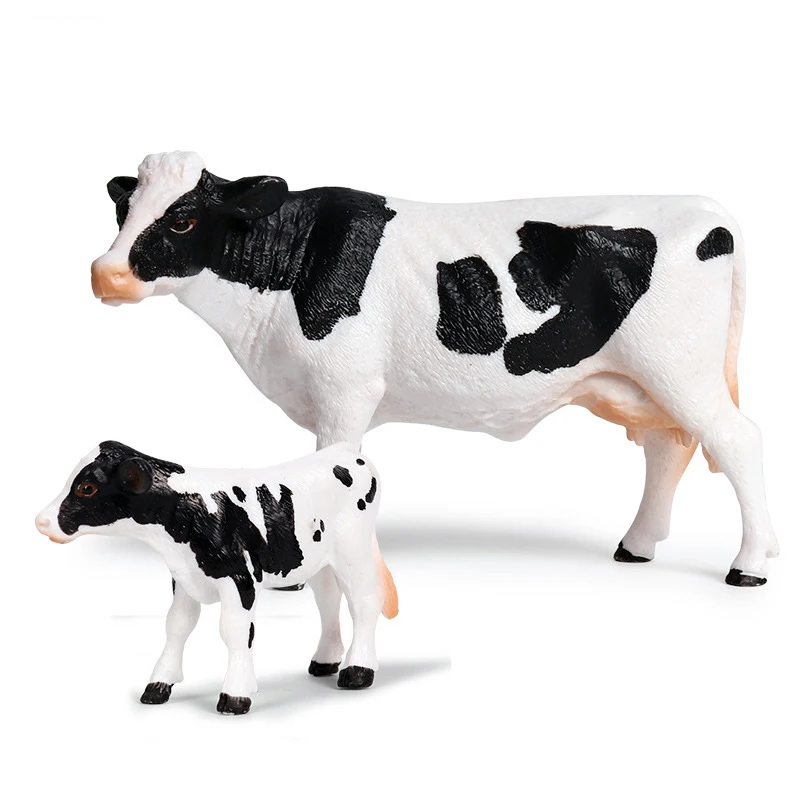 Cute Miniature Milk Cow Ox Bull Buffalo Calf Farm Poultry Animal Action Figure Models Figurines ZOO Ornaments Children Kids Toys