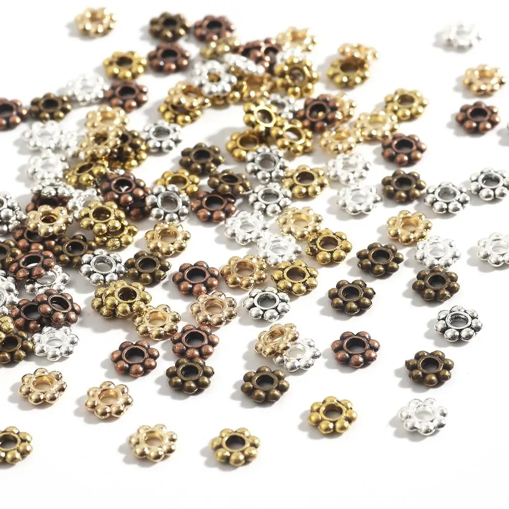 200 sztuk 4/5/6mm kwiat śliwy koralik czapki Spacer koraliki dla kobiet Charms DIY wyrób biżuterii bransoletka naszyjnik kolczyki akcesoria
