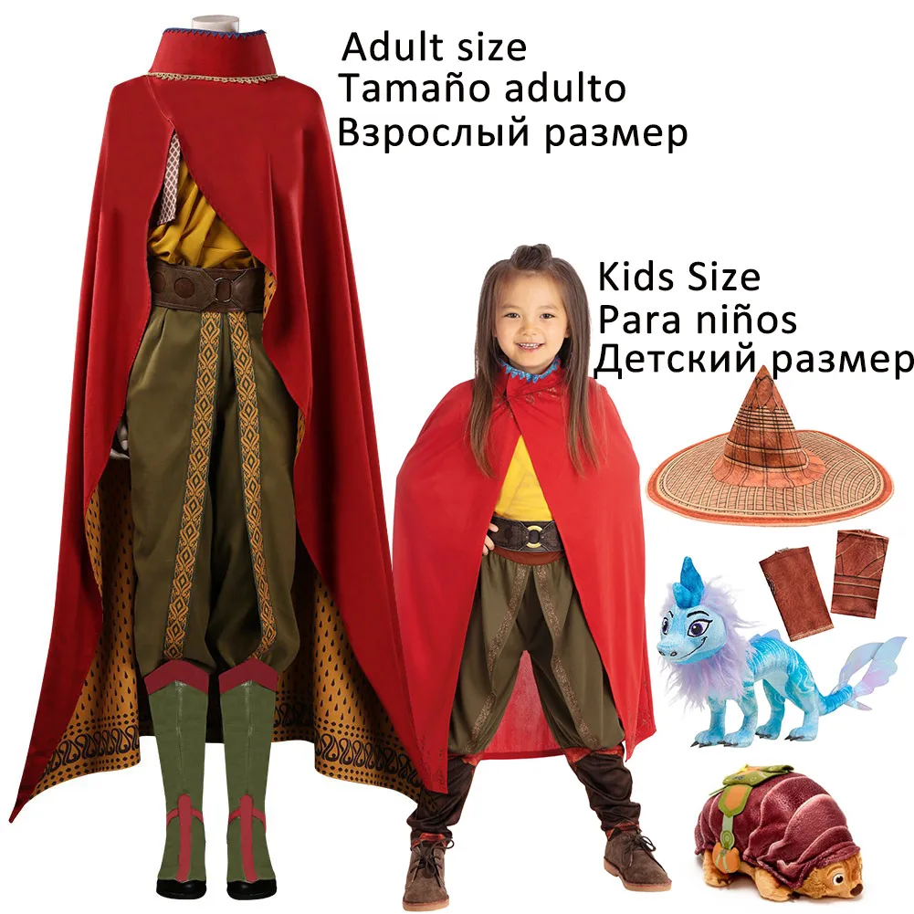 

2021 New Hot Disney Raya and the Last Dragon Costume for Kids and Adult Halloween Child Cosplay Raya Dress up Sisu Plush Toy