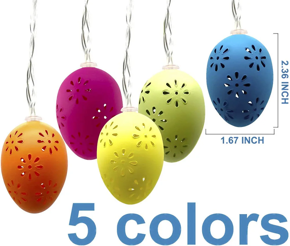 PheiLa Egg String Lights Spring Colors Hollowed Eggs Hanging Lamp Battery Operated for Spring Decor Outdoor Indoor Home Bedroom