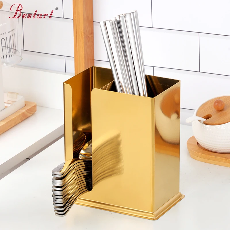 Cutlery Tableware Storage Rack Drain Chopstick Holder Stainless Steel Silverware Spoon Utensil Organizer Home Kitchen Tools