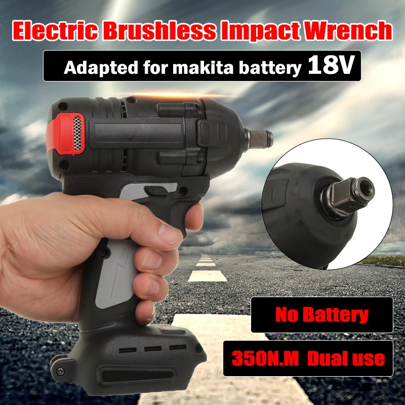 

Wireless Wrench Electric Tool 18V 350nm Electric Brushless Rechargeable Impact Wrench 1/2 Socket For Makita Battery