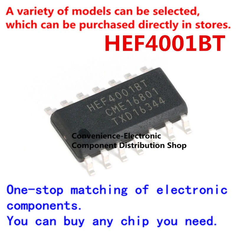 10PCS/PACK Chip HEF4001BT,653 SMD HEF4001 SOIC-14 quad 2-input nor gate logic chip
