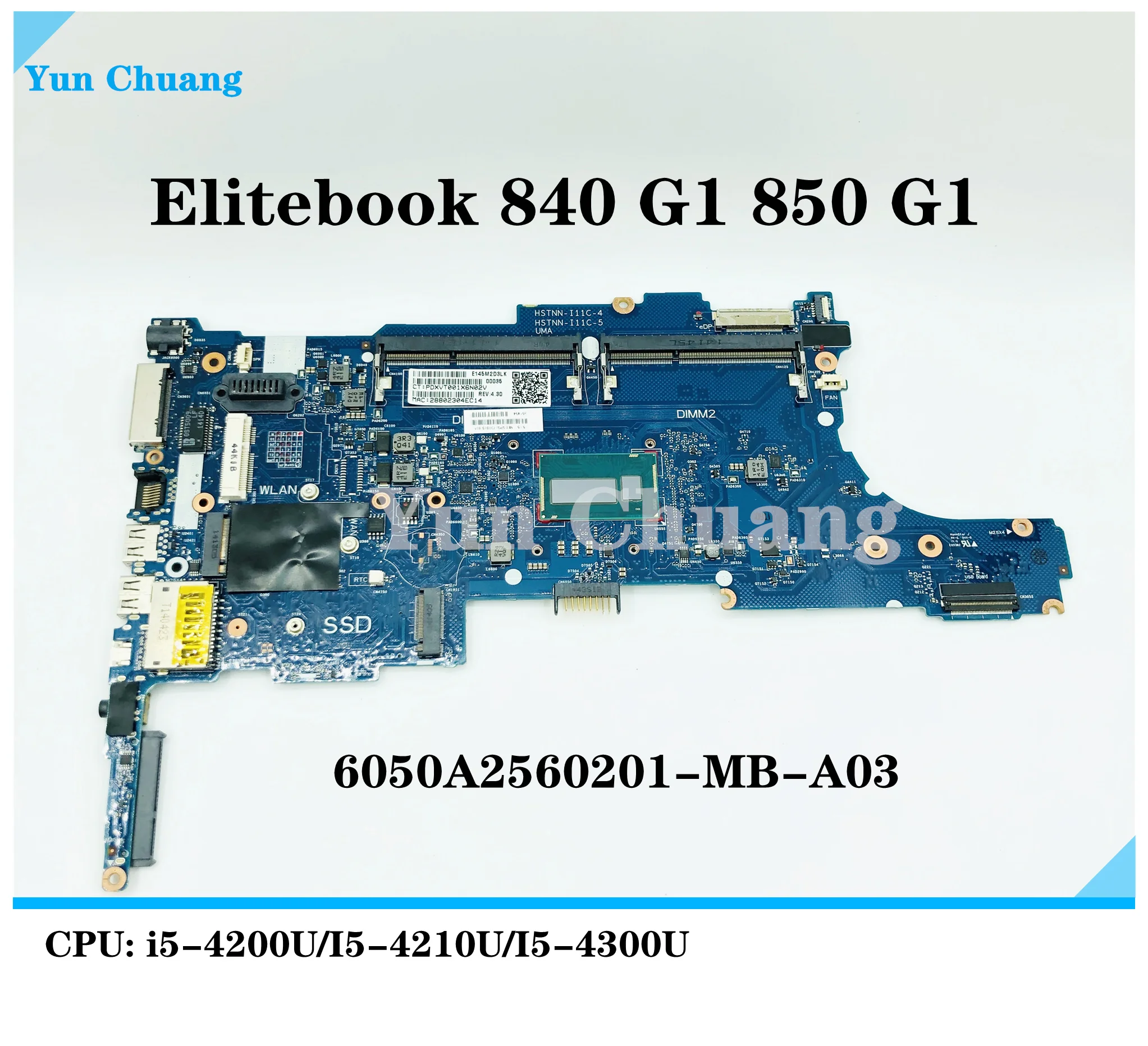 

Материнская плата для ноутбука HP Elitebook 840 G1 Core i5-4200/I5-4300U материнская плата 730803-001 аккумулятор большой емкости 6050A2560201-MB-A03 tesed DDR3