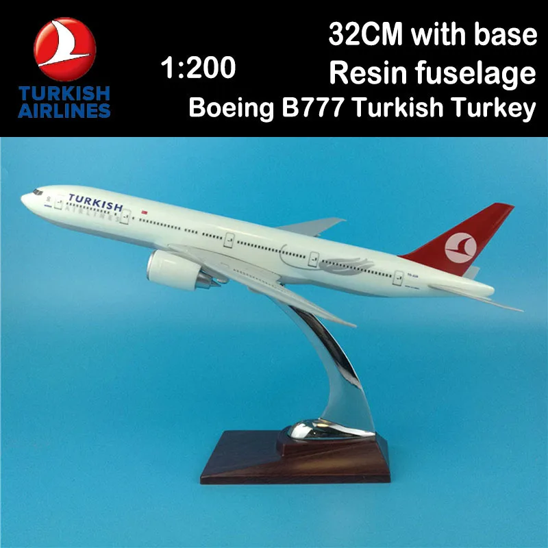 

32CM 1:200 Boeing B777 model Turkish Turkey airline with base alloy aircraft plane collectible display toy collection decoration