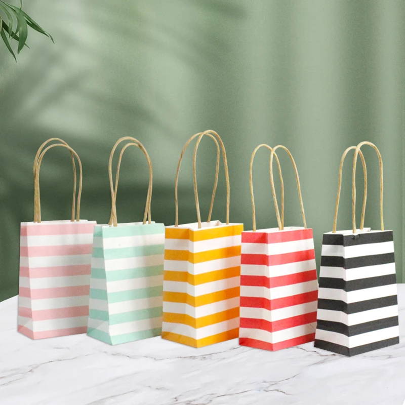 AVEBIEN 10pcs Wedding Gifts for Guests Stripes/Dots Gift Bags with Handles Gift Packaging Bags for Birthday/Wedding/Baby Shower