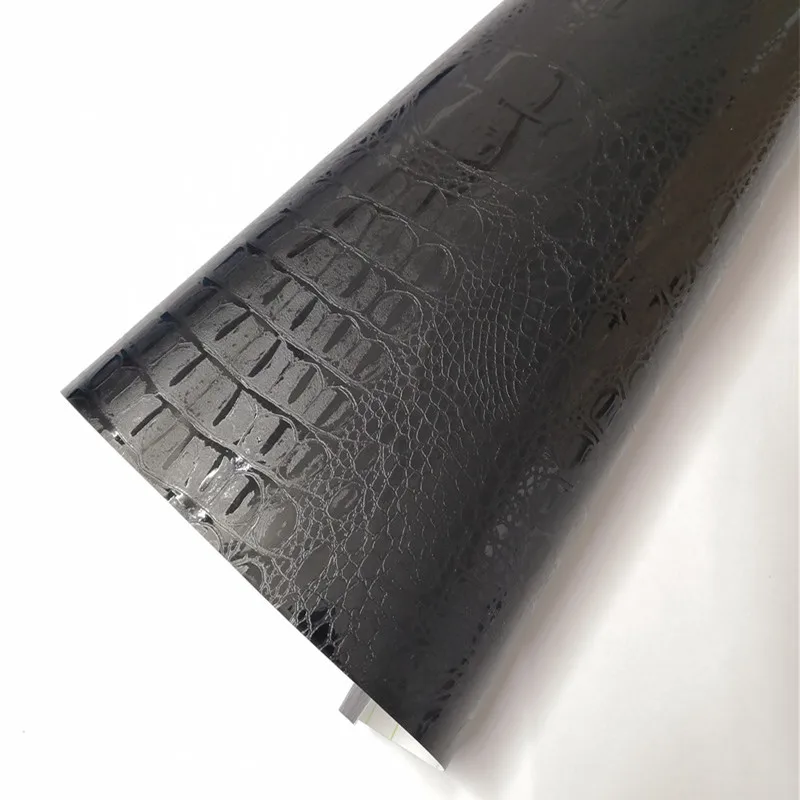 50*200cm Black Crocodile Leather Grain Texture Vinyl Car Wrap Sticker Decal Film Adhesive Sticker Interior Car Styling Covering
