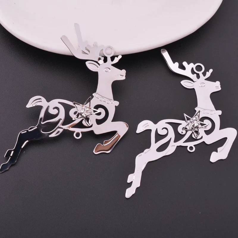 10 Stück hochwertige, rhodinierte 3D-Elch-Verbinder für Weihnachtsdekorationen, Hängedekorationen, Zubehör und Dekorationsmaterialien. – Detail 2