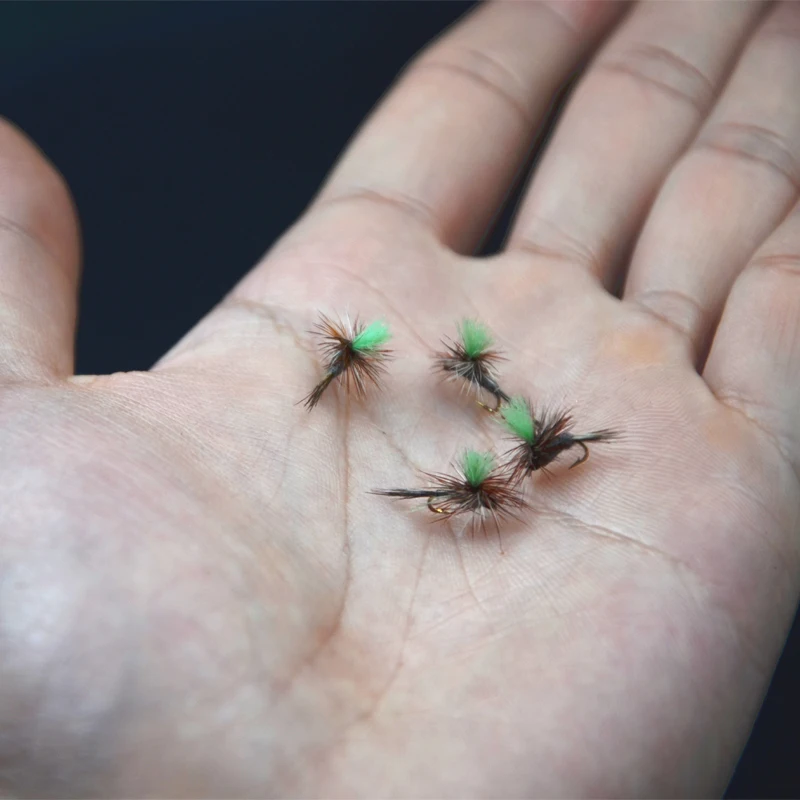 Simulador de paracaídas de alta visión, señuelos de insectos de pesca con mosca de agua, antron, 4 colores, 6 unidades, 16-18 #