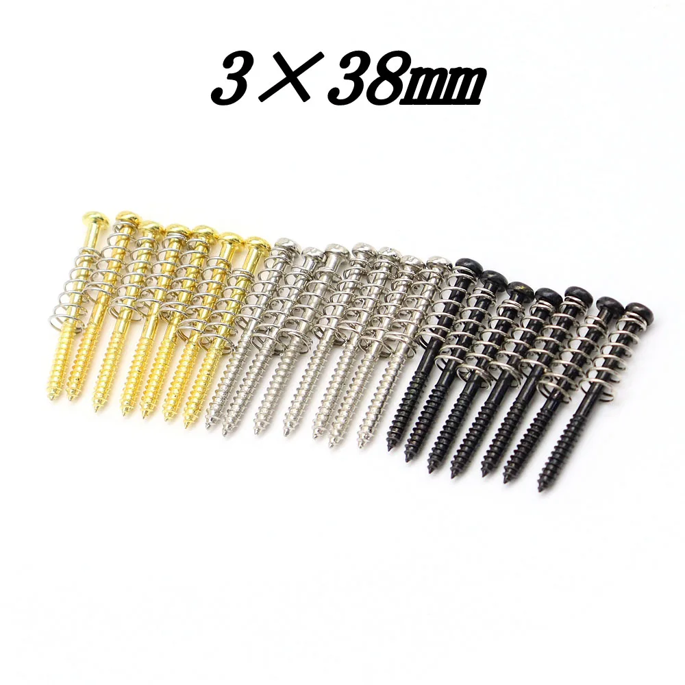 30 Stück Schrauben für E-Gitarren- und Bass-Tonabnehmer, feste Einstellschraube, Befestigungsschraube mit Feder, 3 x 38 mm – Detail 1
