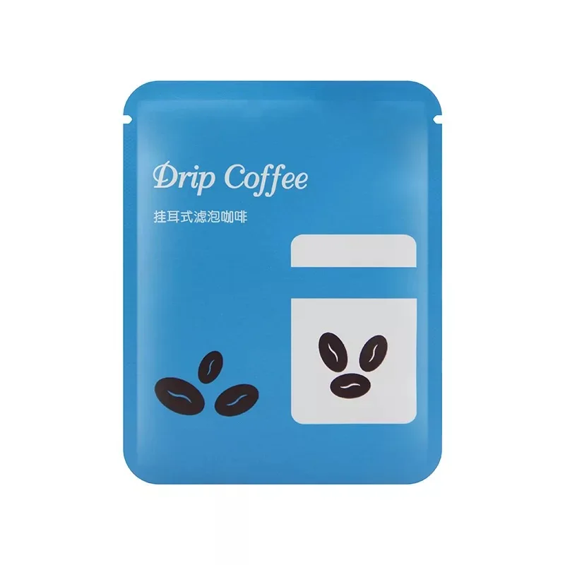 500PCS Open Top Flat Colorful Drip Coffee Packaging Bags Easy Tear Aluminum Coating Al Foil Laminated Heat Food Packaging