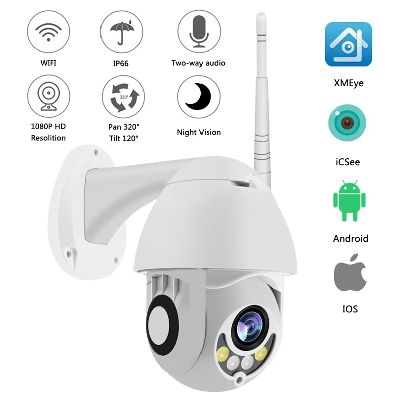 

1080P Wireless PTZ Speed Dome IP Camera WiFi Outdoor Two Way Audio CCTV Security Video Network Surveillance Camera P2P