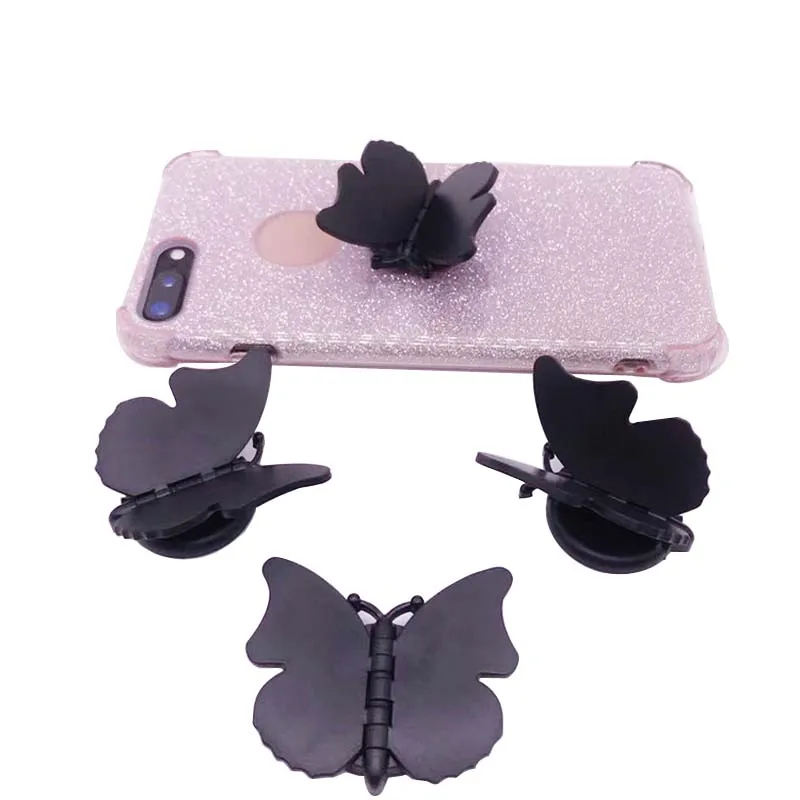 나비 휴대폰 거치대 나비 접이식 스트레치 브래킷 소재, DIY 회전 휴대폰 손가락 링 거치대, 스티커 포함, 2 개