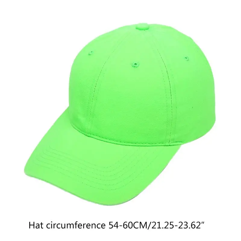 Unisex Fluorescent Neon Baseball Cap Bright Solid Color Outdoor Sunscreen Hat X7XC