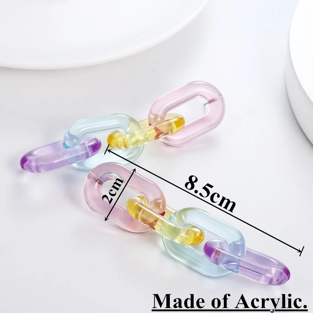 FishSheep Statement Clear Acrylic Chain Long Earrings For Women Resin Geometric Chain Drop Earrings Boho Party Jewelry Brincos
