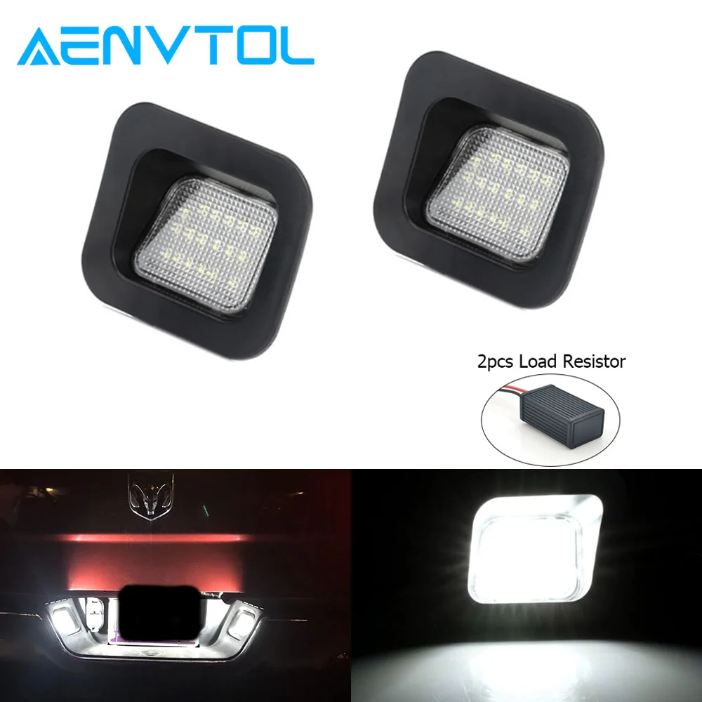 AENVTOL 2Pcs Canbus For Dodge Ram 1500 2500 3500 2005 2006 2007 2010 2011 2012 2016 Auto LED License Plate Light Accessories