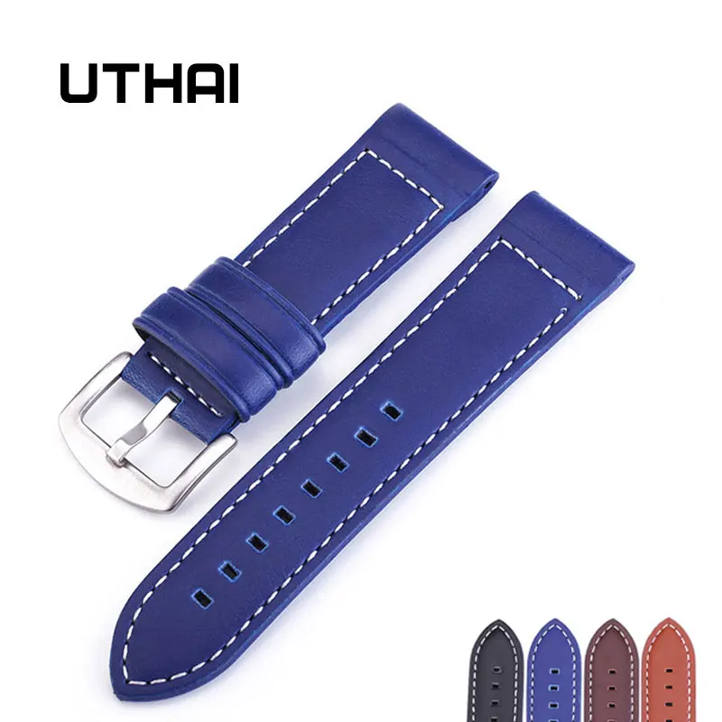 UTHAI P14 22mm Watch Band Leather Straps 18-24mm Watch Accessories High Quality Brown Colors Watchbands 20mm Watch Strap