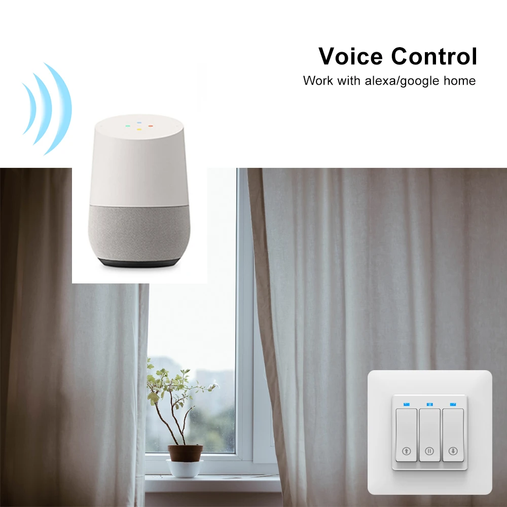 AVATTO WiFi Curtain Blind Switch for Roller Shutter Electric Motor, Work With Tuya APP Google Home Alexa Voice Remote Control