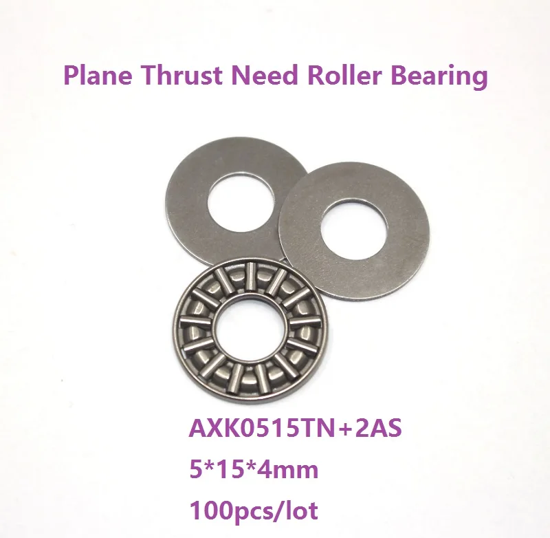 100pcs/lot AXK0515TN+2AS  5*15*4mm Plane Thrust Need Roller Bearing 5×15×4mm needle roller cage assemblies