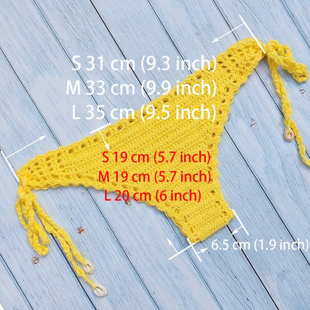 Women Cotton Bikini Bottoms Unique Sexy Crochet Bikini Thong Hollow-out Low Waist Bathing Suit Triangle Briefs Swim Bottoms