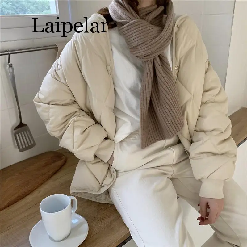 Winter Mode Outwear Casual Jacken Solide Tops Allgleiches Einfache Frische Stilvolle Warme Frauen Mantel Lose Verdicken